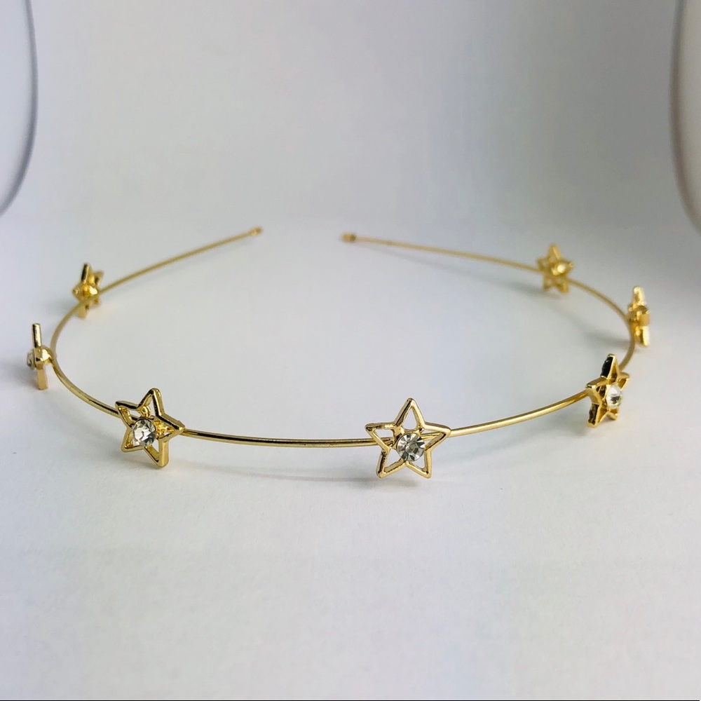 ❤️HP❤️New! Rhinestones Open Gold Stars Headband - Picture 3 of 6
